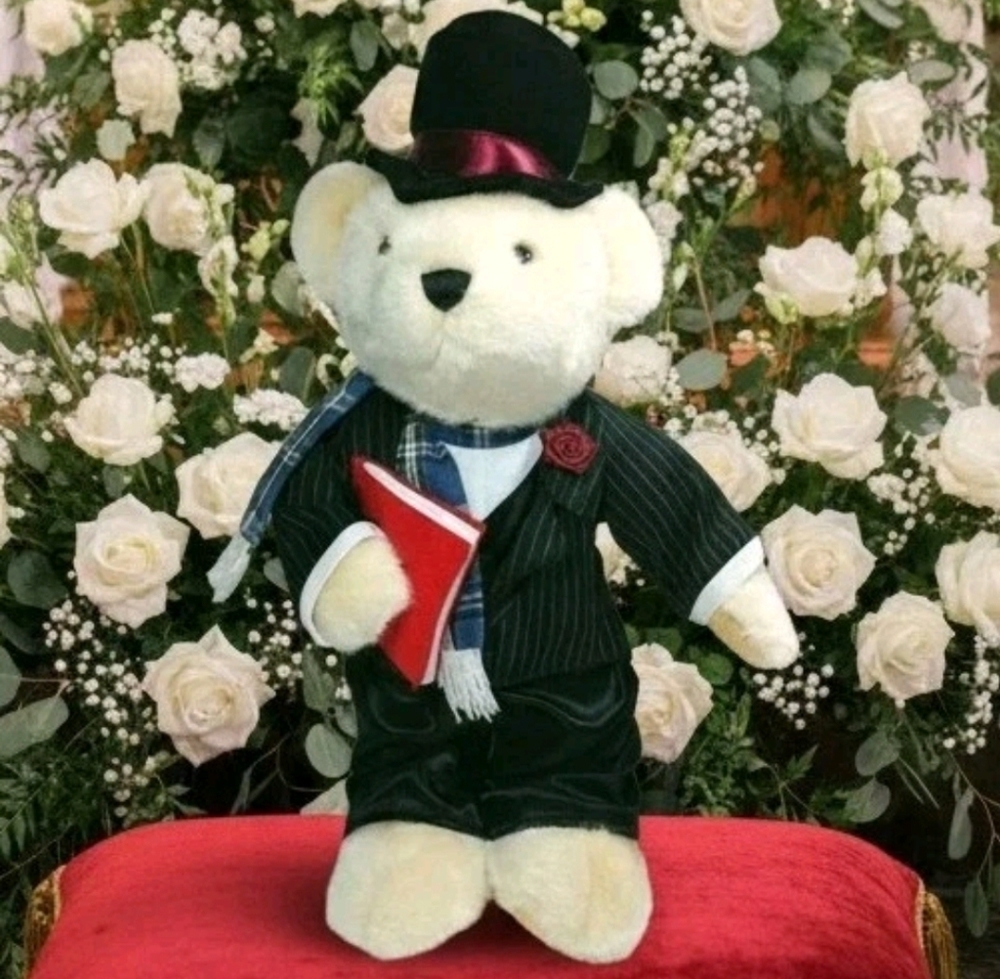 Cherished Teddies Preacher in suit, hat scarf, red book Teddy Bear Plush 18" - Picture 2 of 8